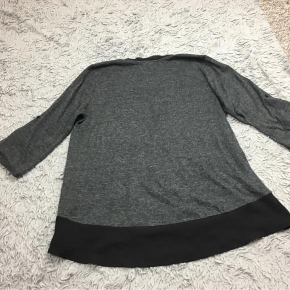 Anthropologie Pleione  Contrast Trim Chiffon Top High Low Chest Pocket Gray XL - Picture 4 of 16
